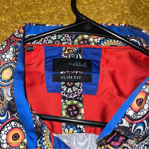 Eight-X Man Button Down Shirt Multi/ 3XL fits like 2X - Picture 2 of 2